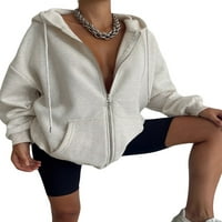 Ženske dukseve Teen Girl Jacket prevelizirane dukseve Ležerne prilike za vuču Zip sa džepom