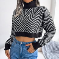 Prevelizirani džemperi za žene Solid Color Turtleneck dugih rukava Ležerne prilike kratki pleteni džemperi gornje uredskih uličnih odjeća