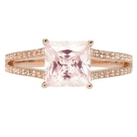 2.43CT Princess rez ružičasti simulirani dijamant 18K 18K ruža Gold Gold Anniverment Ring Veličina 8,75