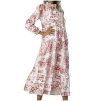 HFYIHGF Vintage Realistic Haljina za žene labavo slojevita haljina za torte Ruched vrat Svakodnevno
