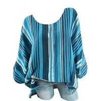 Ženska okrugla vrat ulični trend pulover prugaste košulje od raglanskog rukava