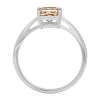 2.0ct Emerald Cut Champagne simulirani dijamant 14k bijelo zlato Angažovane prstene veličine 7