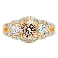 2.16ct okrugli šampanjac simulirani dijamant 14k žuti zlatni godišnjički angažman kamena prstena veličine