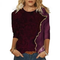 Ljetni rukav majica Pejzaž ukras uzorka Torba za žensku tri četvrtine rukava u pulover okruglim vratom