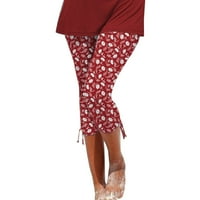 Vremenske ženske ljetne posteljine pantalone casual labavo crteći rubši visoke struke široke noge Capri