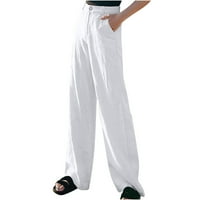 USMIXI Cleariance odijelo za žene Ležerne haljine za žene Business Solid Button Mid struk duge hlače