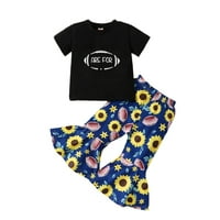 Booker Ljetne djevojke tiskane majice cvijeće zvoni na dnu dva slova ragbi puni ispisani pantalone odijelo