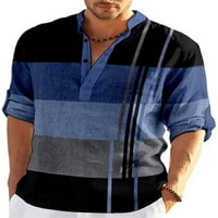 Zodanni Men Tunic Majica V izrez Košulje Casual Tops Comfy bluza Holiday CT13-PL l