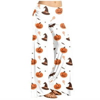 Feternal ženske Halloweenprinted Ležerne prilike za pantalone za vuču široke pantalone za noge Capri