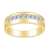 Očev day poklon karat princeza oblik bijeli prirodni dijamantski kanal postavljen muški vjenčani prsten za vjenčanje u 14K čvrsti žuto zlatni prsten veličine-10