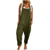Symoidni ženski kombinezon - modni etnički stil džepova za hlače za hlače za suspenzije CAMI Hlače Green