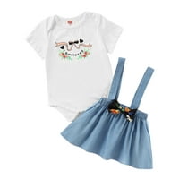 TODDLER Baby Girl Odjeća za djecu Djevojke Outfits kratki rukav rumper vrhovi suknja za suspenziju Dječja