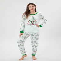 Kelajuan božićne pidžame za porodične vrhove dugih rukava + gudački svjetla Ispis hlače postavljene
