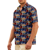 4. jula muška havajska majica SAD Nacionalna zastava 3D košulja 3D 3D Ispis vanjski dnevnik kratkih rukava 3D print odjeće Lightweight Havajska havajska
