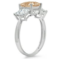 2.62ct Princess Cut Champagne Simulirani dijamant 14k bijelo zlato Angažovanje kamena prstena veličine
