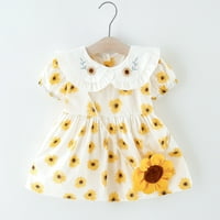 Djevojke Ljetna haljina Dječja djevojka Haljina cvijeća Princess Puff rukav kratki rukav suncokret toddler