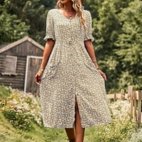 Ženske suknje Ljetna haljina Slim Fit elegantna cvjetna kratka rukava duga suknja šifonska haljina