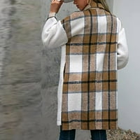 Ženska zimska jakna - taster džepne gumb za šivanje kardigan rever fleese labavi casual jakne smeđu