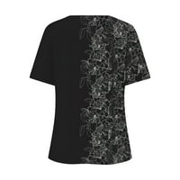 Ženske košulje Ženska moda Ležerne prilike Print V-izrez Kratki rukavi Ispisana majica Crna m