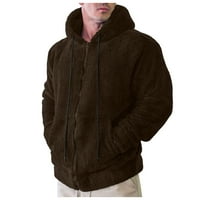 Tople jakne Muška dukserica Zima Zima Solidna boja Dugi rukav Drži topli džep Zip Prednji muški jaknu