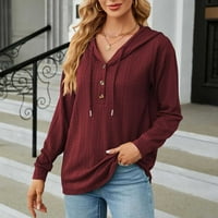 BDFZL osnovni vrhovi za žene ženska nova bluza s kapuljačom labavo dugme dugi rukavi dugi rukavi džemper