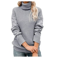 Ženski turtleneck pulover zimski džemper kabel rebrasti labavi dugi rukavši Bašine meke čvrste boje