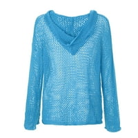 Entyinea Weini zimski džemper Batwing rukav bluza Ležerne prilike labave vrećice Duks pulover TOP plavi
