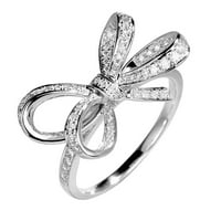Nakit Moda Ženski Full Diamond Bow Ring Angažman prsten za nakit Pokloni Prstenje za žene Legura Srebrna