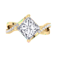 Garland - Moissite Princess Cut Lab Diamond Angažman prsten sa detaljima omota