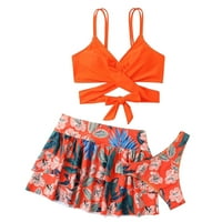 UUBLIK Womens Bikini kupaće kostim dva visokog struka Cvjetni spremnik za ispis s boyshorts Casual Bayini