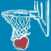 Košarka Valentines Day Love Slatka košarica za srce Romantična manjska mornarica Plava grafika TEE -