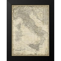 Vision Studio Black Moderni uokvireni muzej Art Print pod nazivom - Custom Antique Mapa Italije