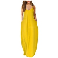 Haljine za žene Dužina bez rukava Ležerna Ležerne prilike A-line A-line okrugla dekoltetna haljina žuta