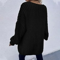 Ženski džemper - modni gornji kardigan kaput s dugim rukavima crni xl
