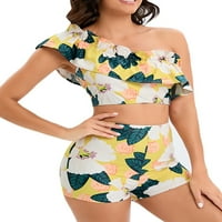 Avamo ženski kupaći kostim cvjetni print plivajući bikini setovi s ramena kupaći kostimi bez plivanja