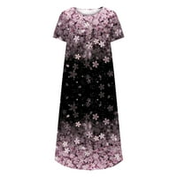 Cacomomrmark pi plus veličina ljetnih haljina za čišćenje žena Ljeto tisak kauzal V-izrez Dugme s kratkim