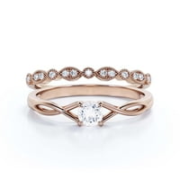 Infinity Loop 1. Carat Round Cut Diamond Moissite zaručnički prsten, upleten vjenčani bend u srebru