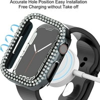 Bling futrola za Apple Watch SE serije 4, tvrdi poklopac [bez zaštitnog zaslona] Dvostruki redni kristalni