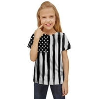 Djevojke Bluze Dan neovisnosti Štampani tines okrugli vrat kratki rukav ležerne majice sa 3-12y t