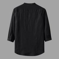 Aaiymet muški pamuk posteljina Henley majica košulje tri stalka posteljina džepa tromjesečna rukava
