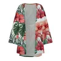 Baycosin Žene cvjetni print Three Quarter rukava Kimono Cardigan labav pokrov za bluzu