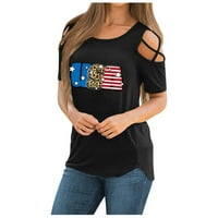 OAVQHLG3B 4. jula odijela za ženska američka zastava majica Ljetni vrhovi za žene O-izrez kratkih rukava