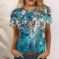 Ženska grafička dukserica Stripe Tee Ležerna košulja za žene Pogodne kože za tiskanje sa cvijećem Okrugli