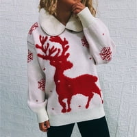 Dahich ženske pletene modere za modere džemperi Božićni džemperi Snowflake Puloveri za žene Bež s