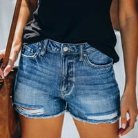 SPEMM žene Ljetne hlače traperice visoke strukske tanke kratke hlače