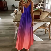 Outfmvch Purple Haljine za plažu od tiskanih rukava maxi haljine Boho cvjetne košulje za ženske haljine