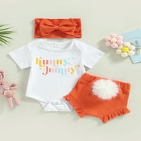 DCoolmoogl Newborn Baby Girls Uskršnje odjeće Bunny Pismo Ispis kratkih rukava s kratkim rukavima +