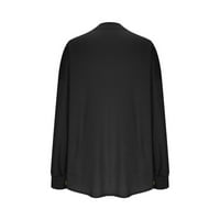 Kaput žene džep na otvorenom dugim rukavima turtleneck dukserice casual bluza na otvorena crna l