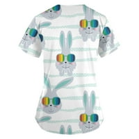 Ženski bluze Ženski personalizirani ispis kratkih rukava V-izrez V-izrez Radne majice Mint Green l