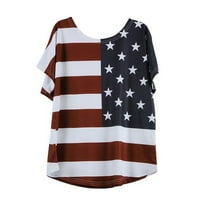 Dan nezavisnosti Žene vrhovi kratkih rukava USA zastava Amerika Labava bluza zvijezde i majica s prugama